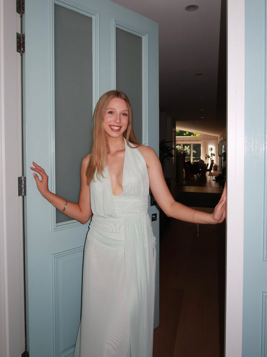 Wren Drape Maxi Dress | Spearmint Blue