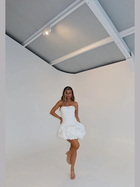 Violette Bubble Hem Mini, Ivory