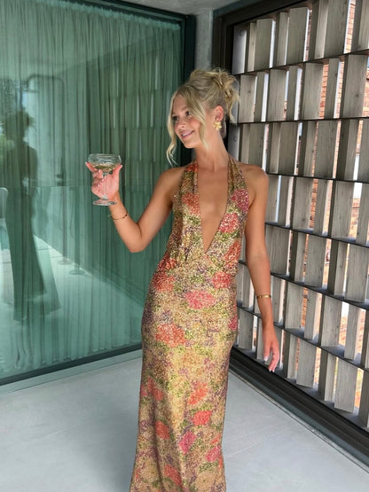 Liana Maxi Dress, Fleur Sequin