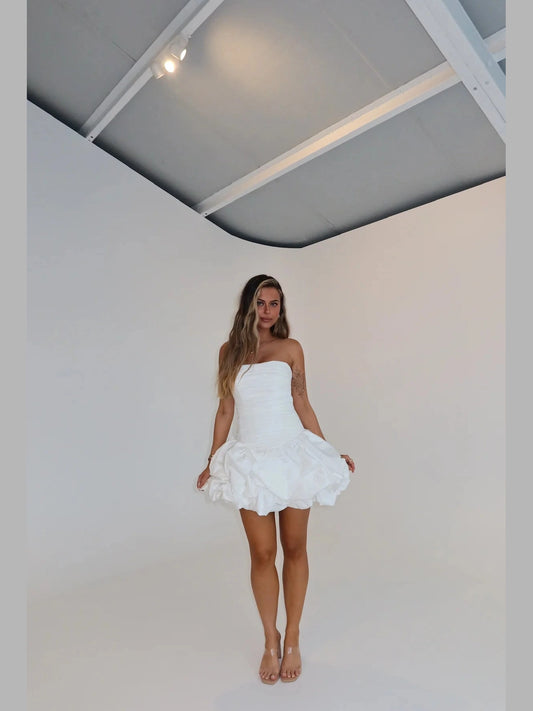 Violette Bubble Hem Mini, Ivory