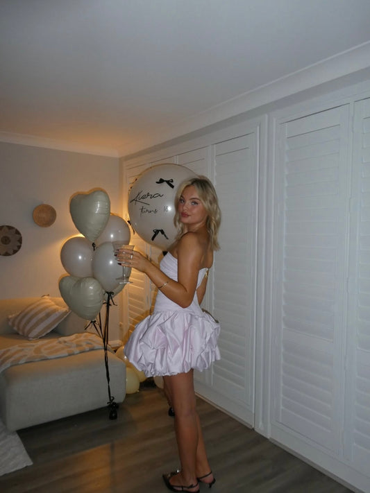 Violette Bubble Hem Mini, Pastel Pink