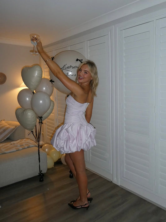 Violette Bubble Hem Mini, Pastel Pink