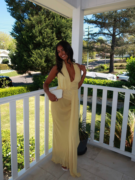Cassis Drape Maxi Dress | Citron
